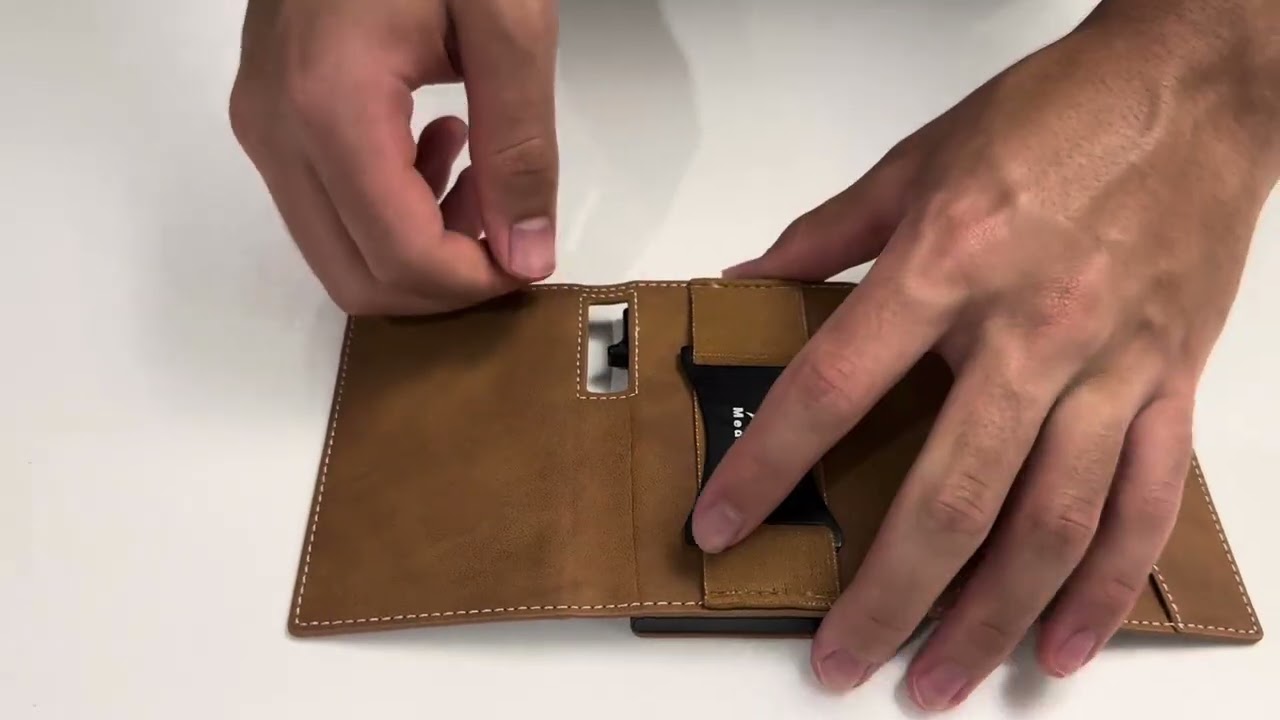 Leather Wallet for Men Slim Minimalist: Smart Pop Up Wallet with Cash Strap  