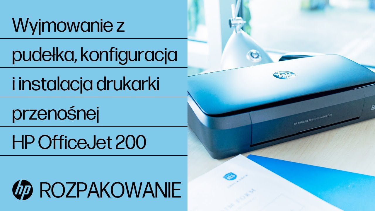 Wyjmowanie z pudełka, konfiguracja i instalacja drukarki przenośnej HP OfficeJet 200