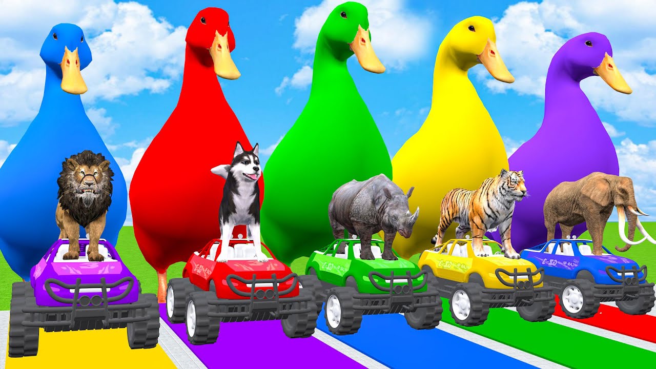 Long Slide Game With Elephant Gorilla Buffalo Hippopotamus Tiger 3d Animal Game Funny 3d Animals