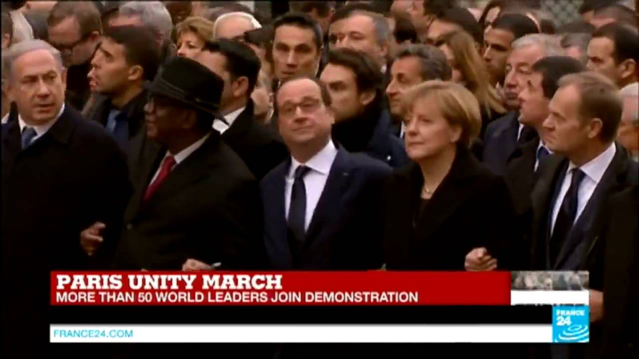 Paris Unity March : Political leaders marching together