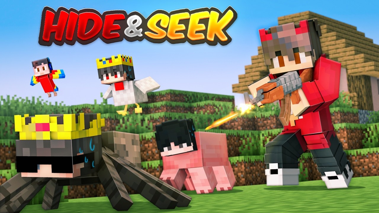 Minecraft HIDE And SEEK but You can CHANGE into Any MOB..! ft.  ⁨@SenpaiSpider⁩