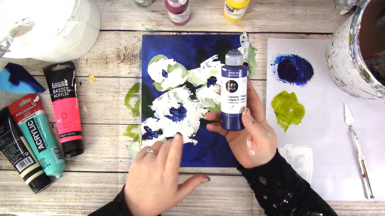 Flower painting with acrylics - Evening Blossoms with Nikol Wikman