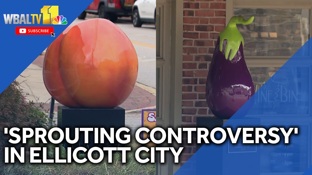 Peach, eggplant art create controversy in Ellicott City