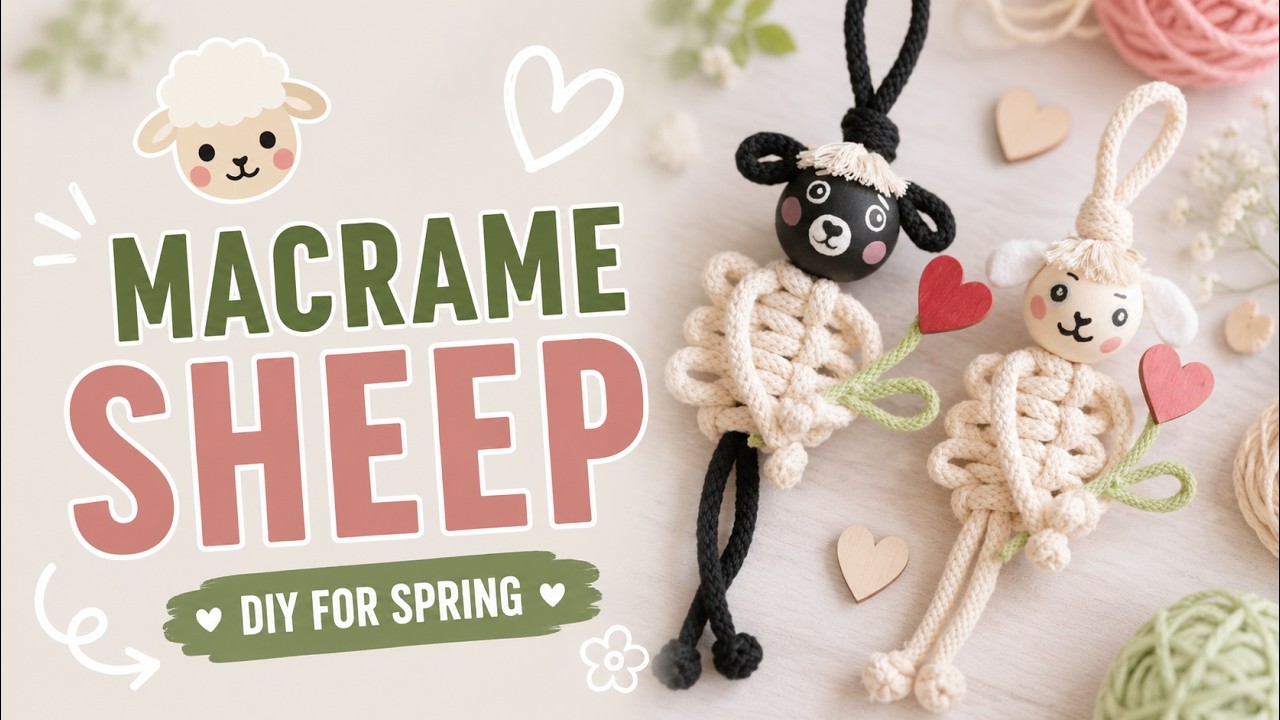 Easy Macrame Sheep Tutorial 🐑 DIY Macrame Lamb Keychain (Beginner Friendly)