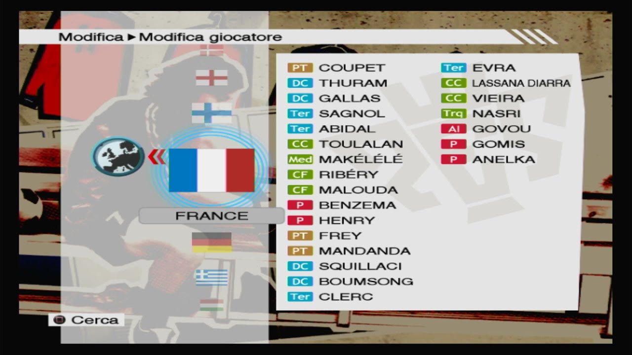 statistiche dei giocatori della francia  su pro evolution soccer 2009