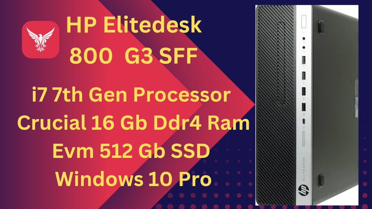 HP Elitedesk 800 G3 SFF, i7 7th Gen Processor, Crucial DDr4 Ram 16 Gb, Evm 512 Gb SSD