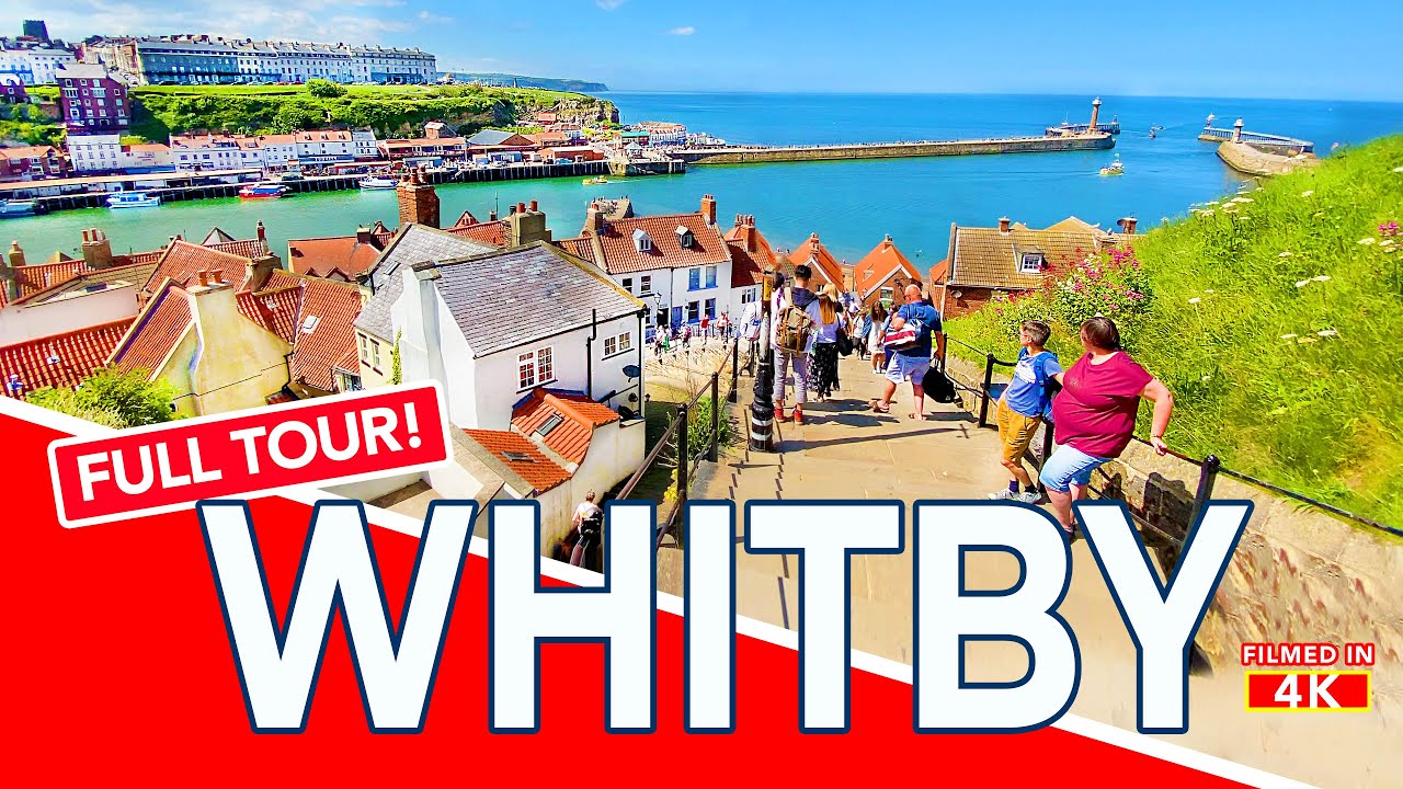 WHITBY | 4K Walk through Whitby from Whitby Abbey to Whitby Beach via the 199 Steps and Harbour