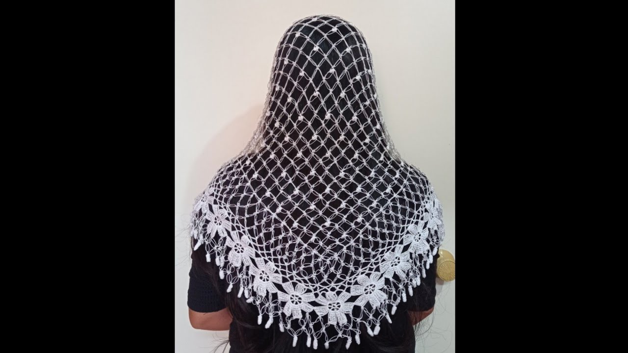 chal o  velo tejido a crochet en punto espuma y punto puff(1ra parte)
