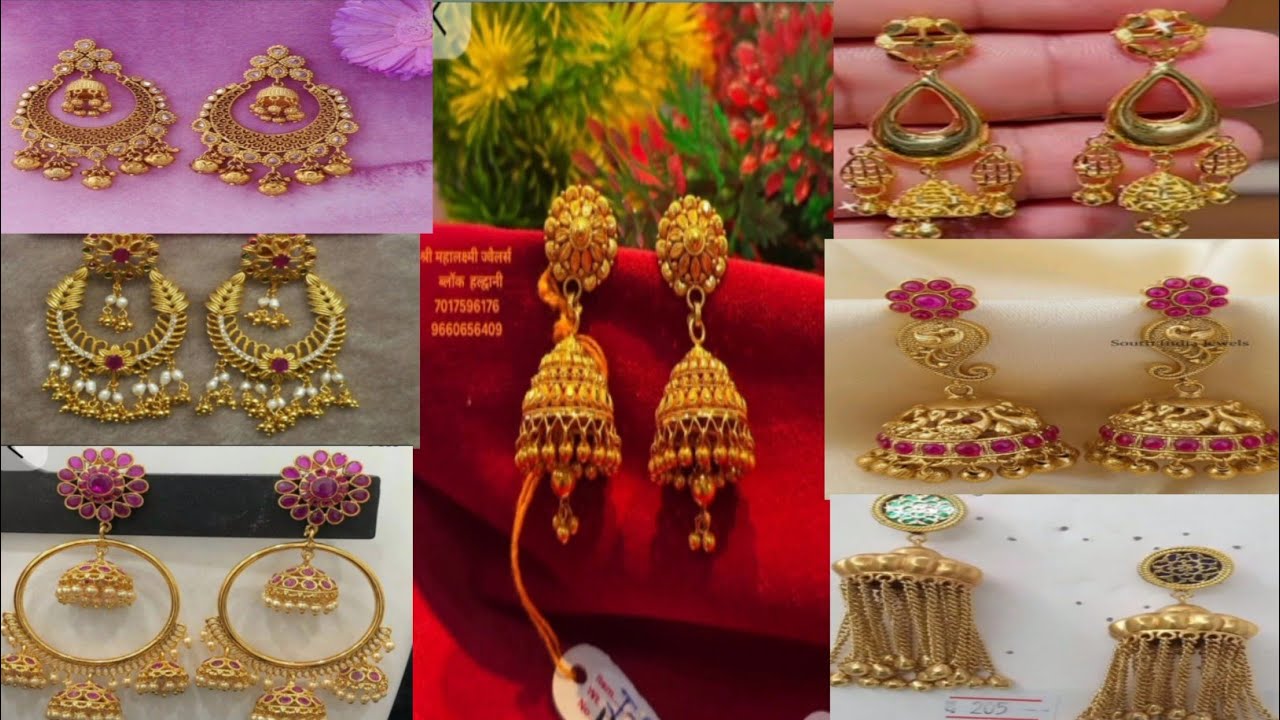 Latest wedding gold earrings designs ||gold earrings designs for bridal