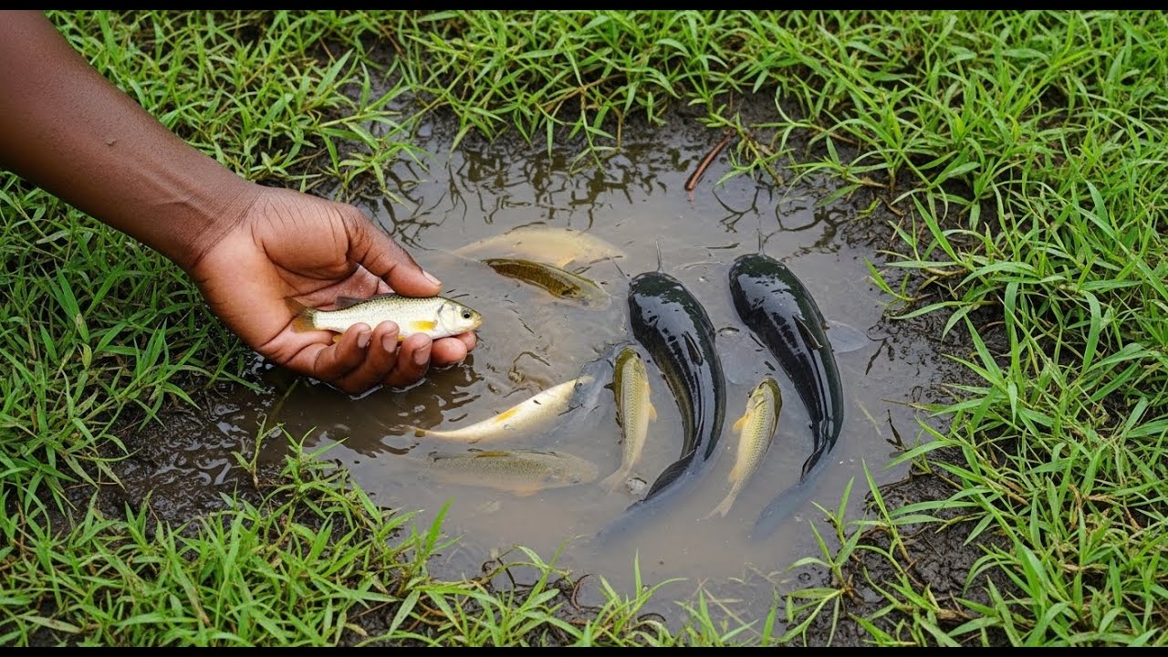 Catch Fish Three-Fingered Fish With My Bare Hand When The Water Dry