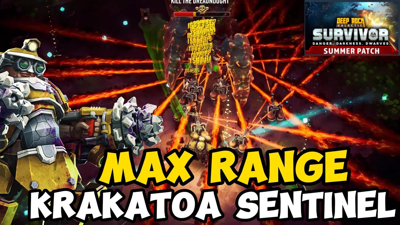 Abusing The New Range Upgrade With Krakatoa Sentinel | Deep Rock Galactic Survivor !