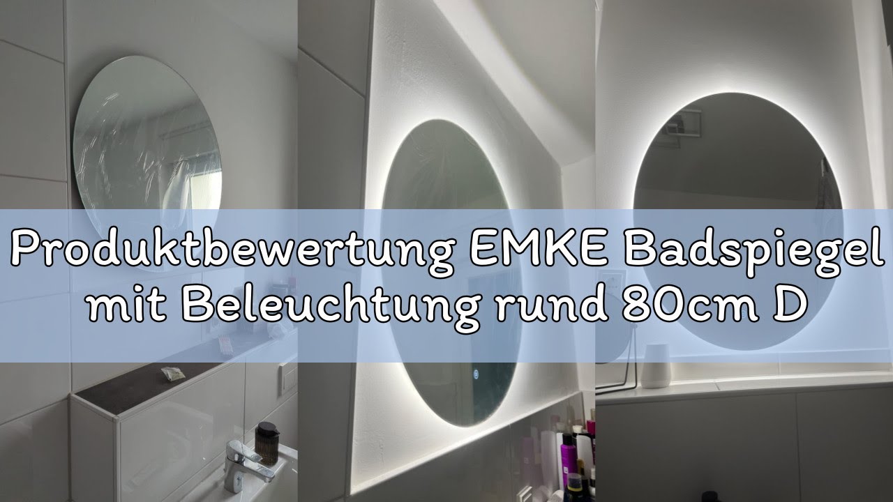 Produktbewertung EMKE Badspiegel mit Beleuchtung rund 80cm Durchmesser Badezimmerspiegel mit 3 Licht