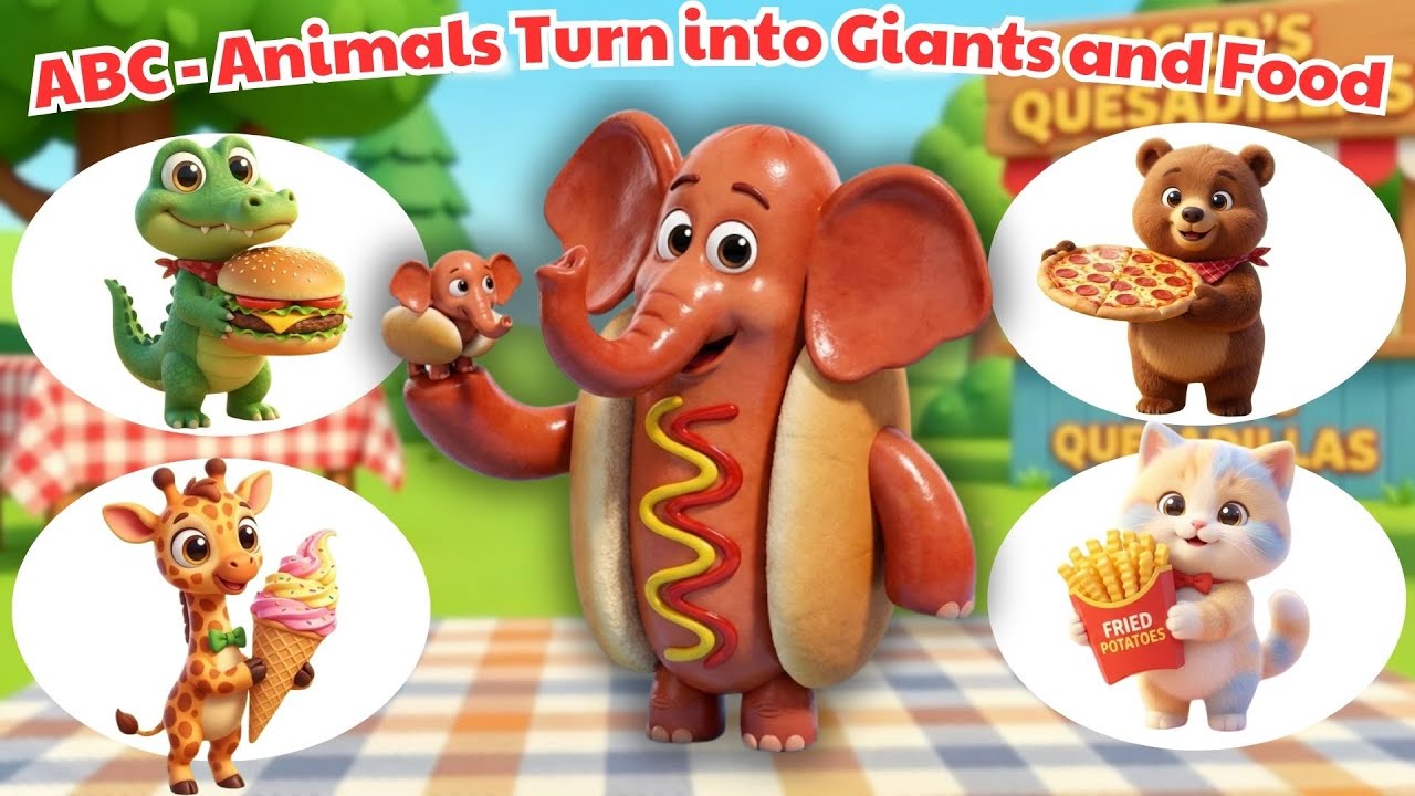 ABC Animals Eat Food & Grow GIANT! | Fun A–Z Song for Kids