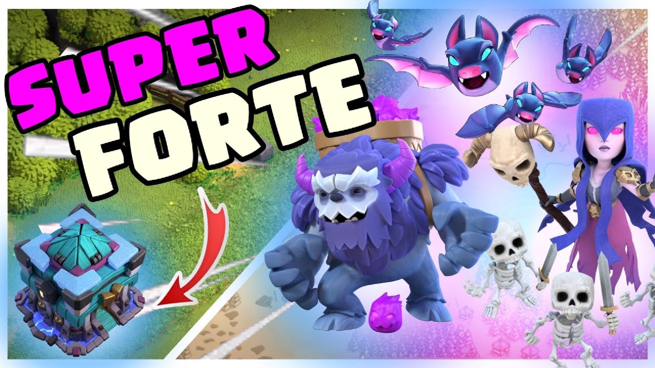 SUPER ATAQUE SPAM CV13 Yeti e Bruxa com Morcego: Clash of Clans