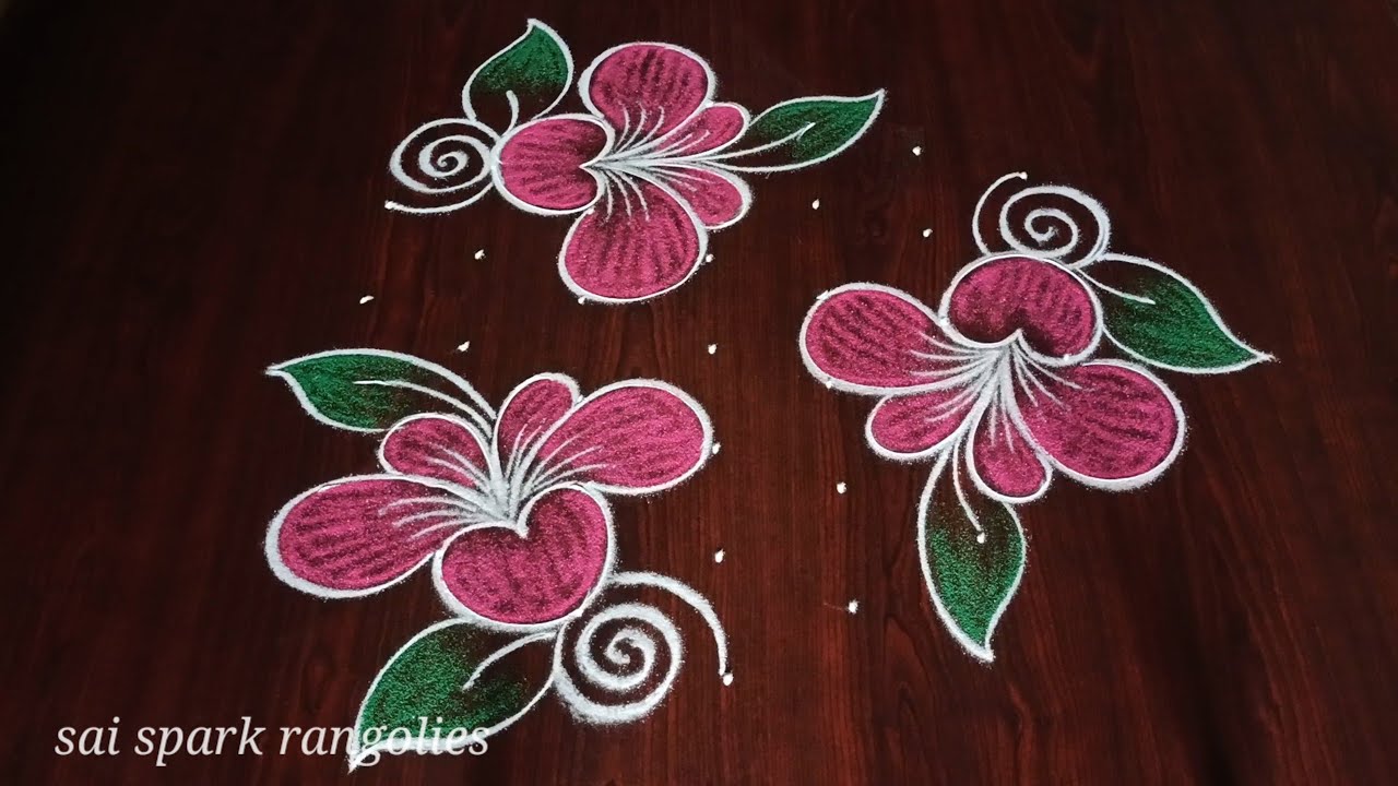 latest flower rangoli  (7*4) | creative poo kolam | festival kolangal @saisparkrangolies