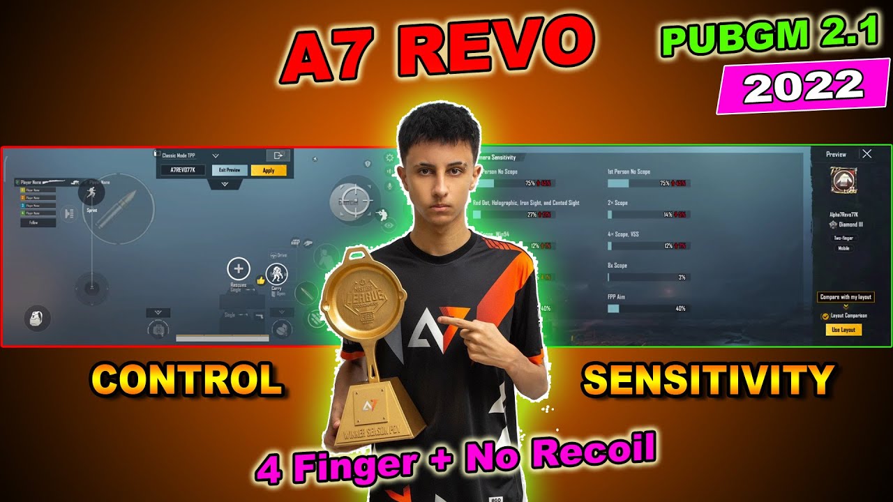 UPDATE 2.1 A7 Revo Sensitivity Code & Control PUBG Mobile 2022