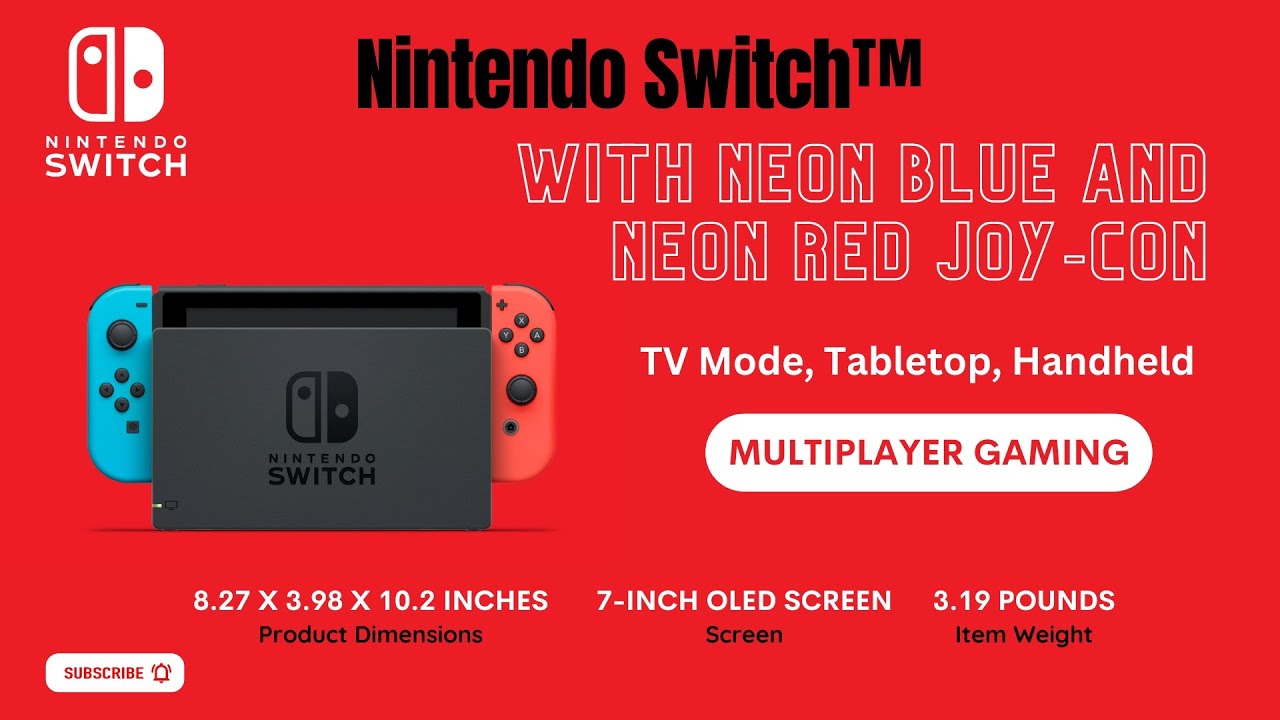 Nintendo Switch&trade; with Neon Blue and Neon Red Joy‑Con