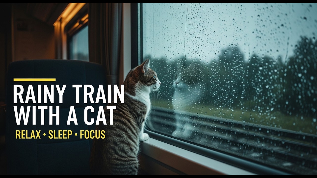 Rainy Train Journey with a Cat | Cozy Rain Ambience for Relax & Sleep