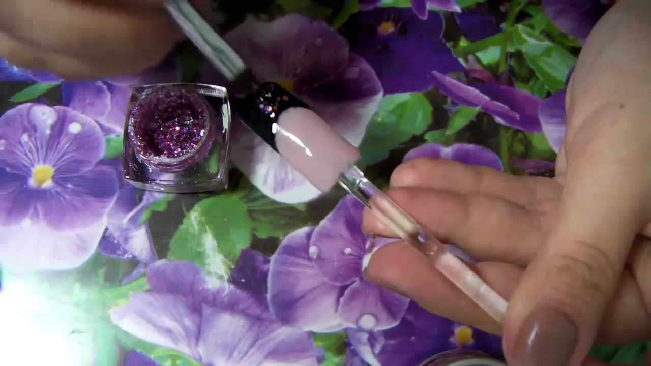 Nail Art Gel Tutorial  Black French with One Stroke  Flower