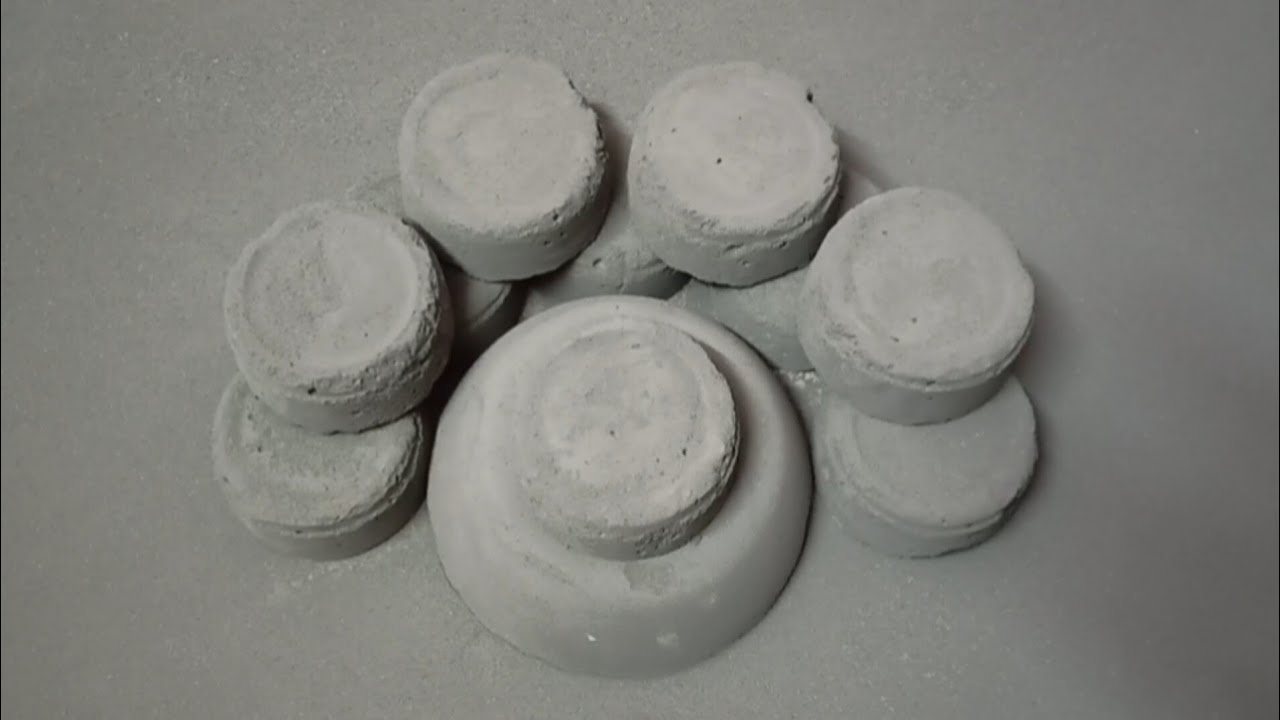 Soft Powdery Crunchy Cement🖤Charcoal Bowls Dry Floor Crumbling & Powder Play ASMR #950