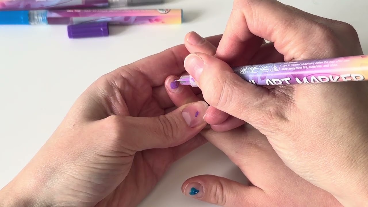 Easy Nail Art at Home | 12-Color Nail Art Pens Review + Cute Heart Design with Kids