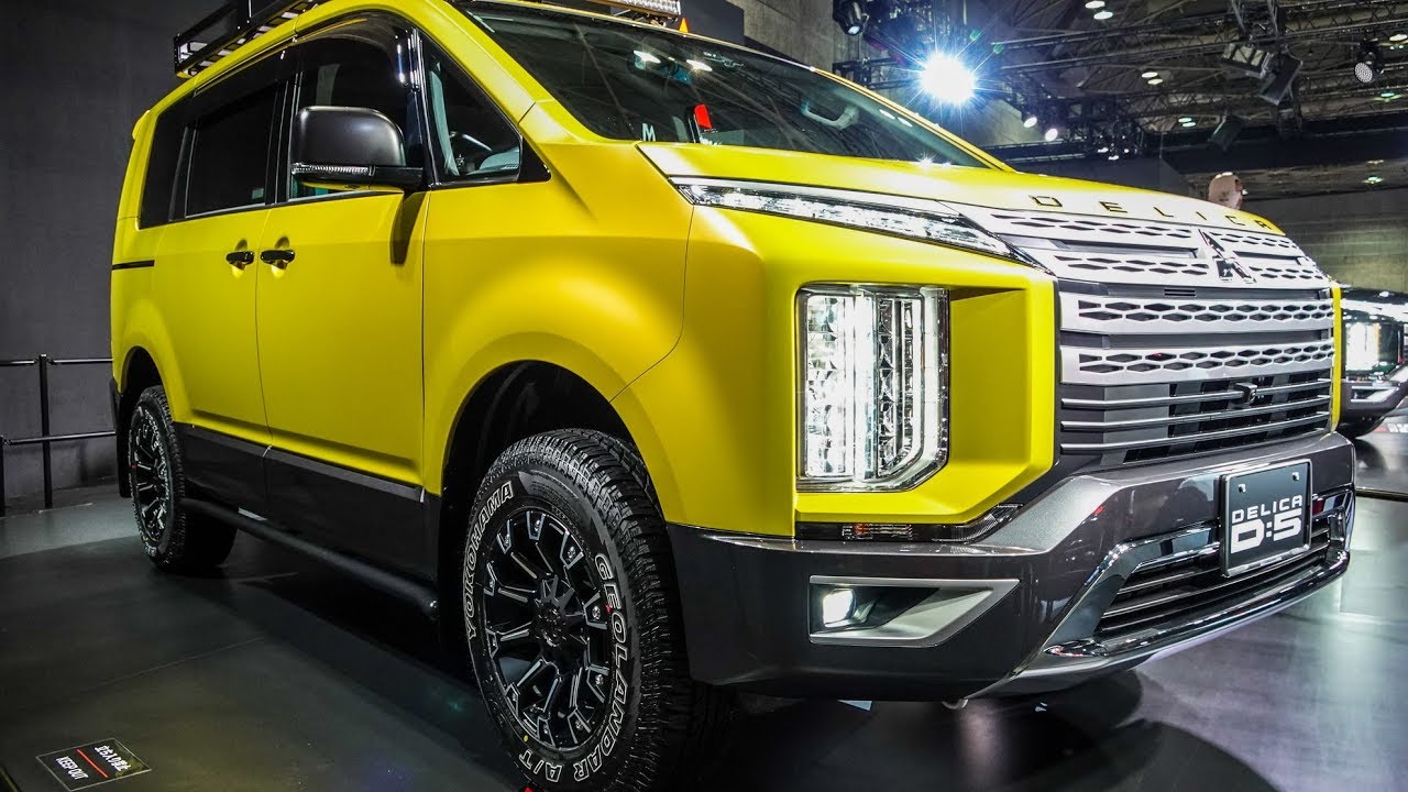 (4K)MITSUBISHI DELICA D5 2019 Yellow color 三菱 新型デリカD5 - OSAKA AUTO MESSE 2019