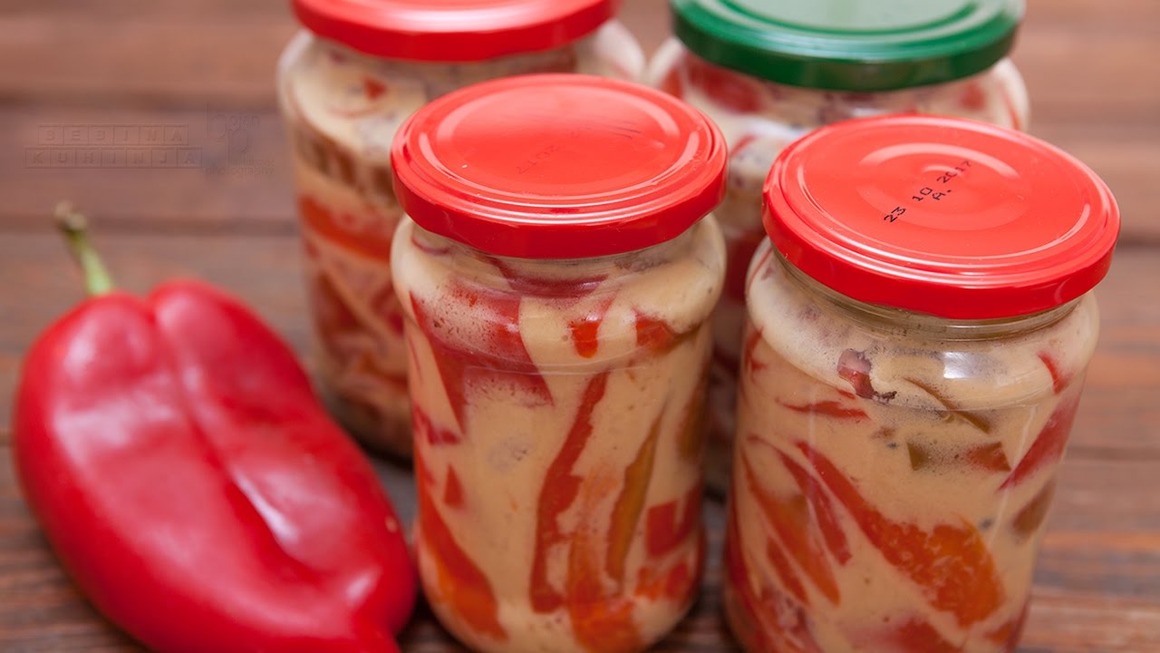 Zimnica - Paprike u senfu - Red peppers in mustard for salad recipe - Bebina kuhinja