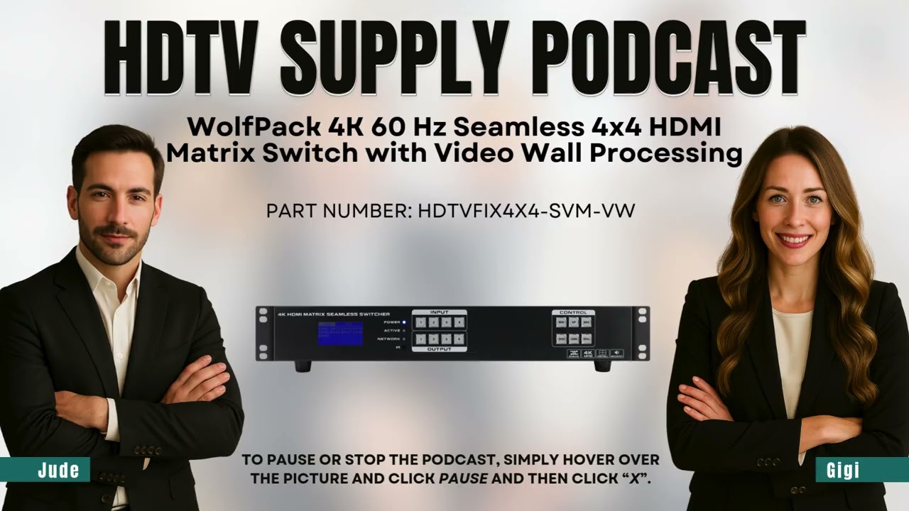 WolfPack 4K 60 Hz Seamless 4x4 HDMI Matrix Switch with Video Wall Processing