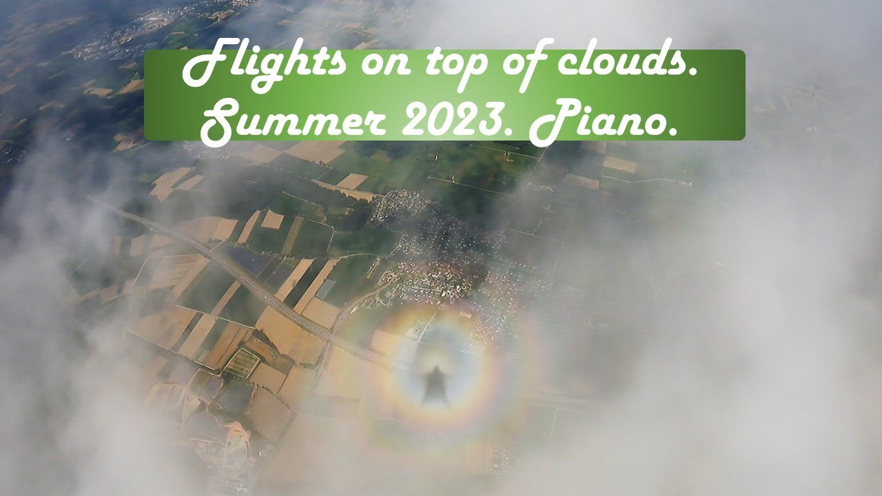 First-person Wingsuit flight above clouds. Flug in der ersten Person über den Wolken. „C“-dur Piano