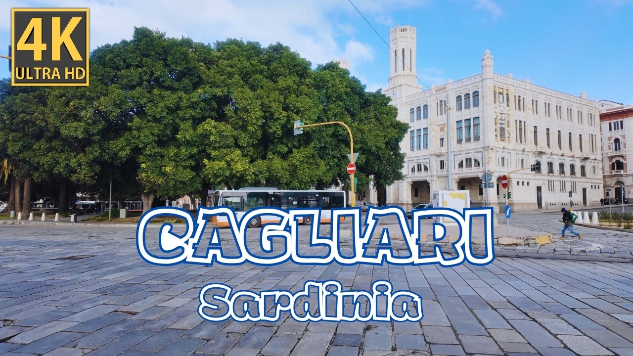 Cagliari Walking Tour 🇮🇹 Via Roma to Marina Port | Sardinia 4K