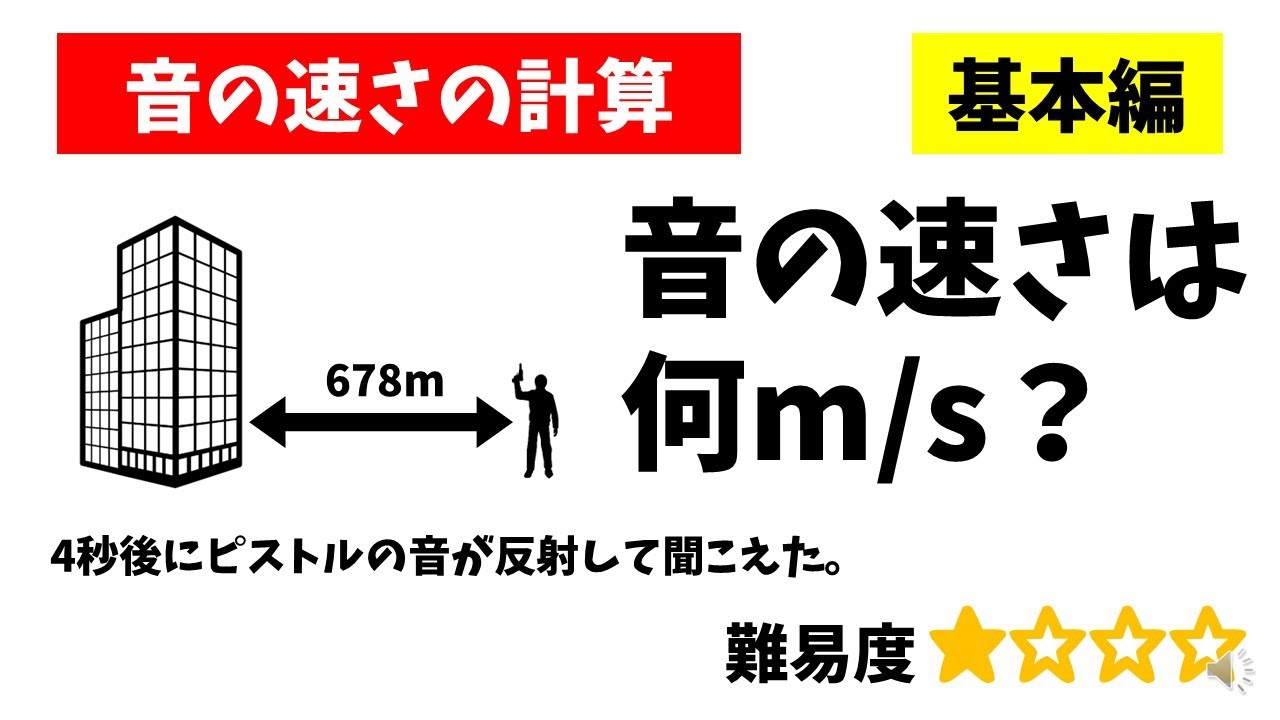 中学理科「音の速さ」音が反射して聞こえる問題