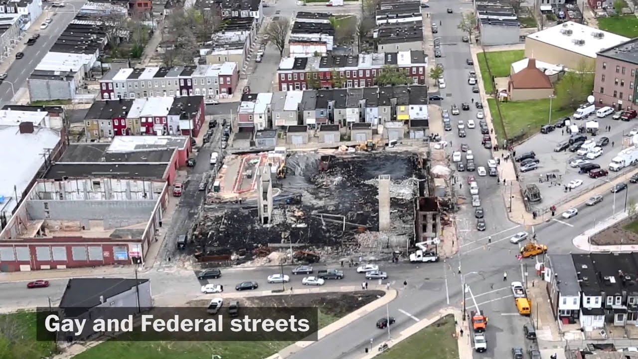 Aftermath of Baltimore riots from above