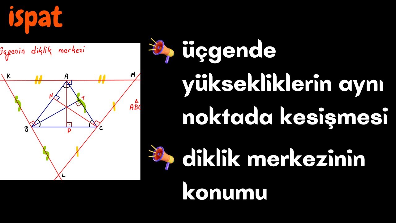 📣İSPAT📣Üçgende yüksekliklerin aynı noktada kesişmesi🔆Diklik merkezinin konumu