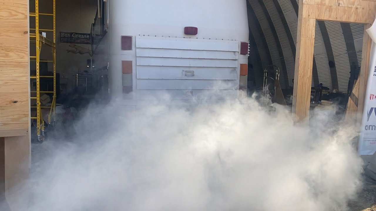 Eagle bus cold start detroit diesel 8v92TA and test drive