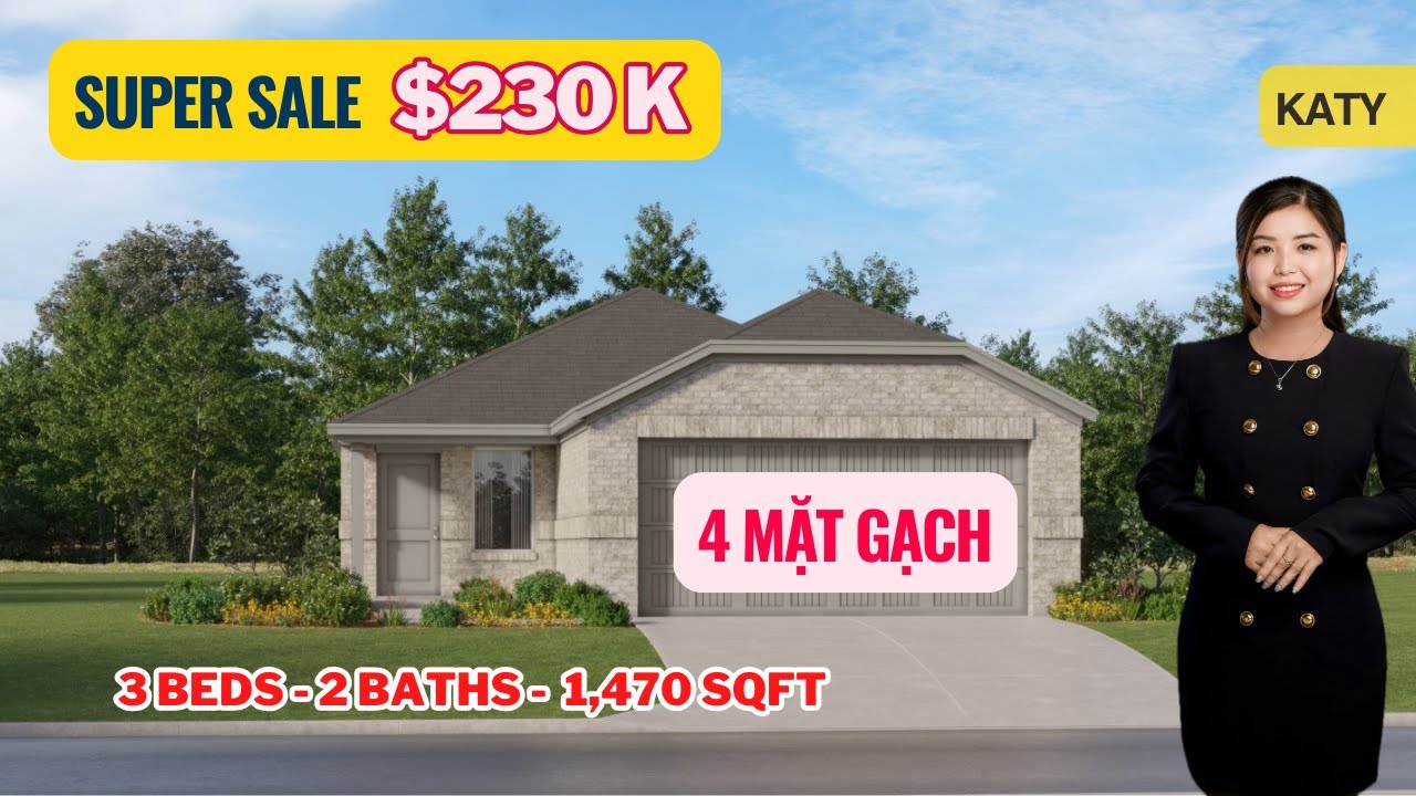 T115 - SUPER SALE $230K ⭐️ Nhà mới 4 MẶT GẠCH, SIÊU RẺ, KHU TỐT ở KATY có BIỂN NHÂN TẠO ⚡️