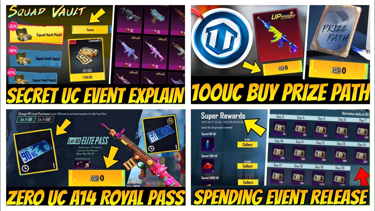 🔴HURRY | 67% Uc Discount Squad Vault Event | Buy A14 Royal Pass | 90 UC Voucher/Spending Event