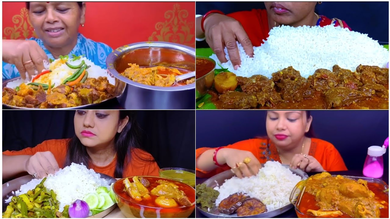 MUKBANG SHOW 👌 EATING SPICY 🔥🌶️ MUTTON CURRY WITH RICE 🍚 🥵 MANGSO JHOL WITH BHAAT
