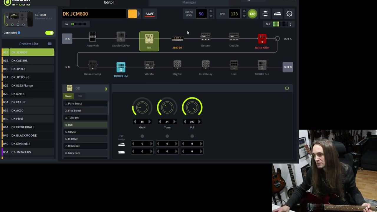 Mooer GE1000 TS808 model vs. Ibanez TS9 (sound comparison)