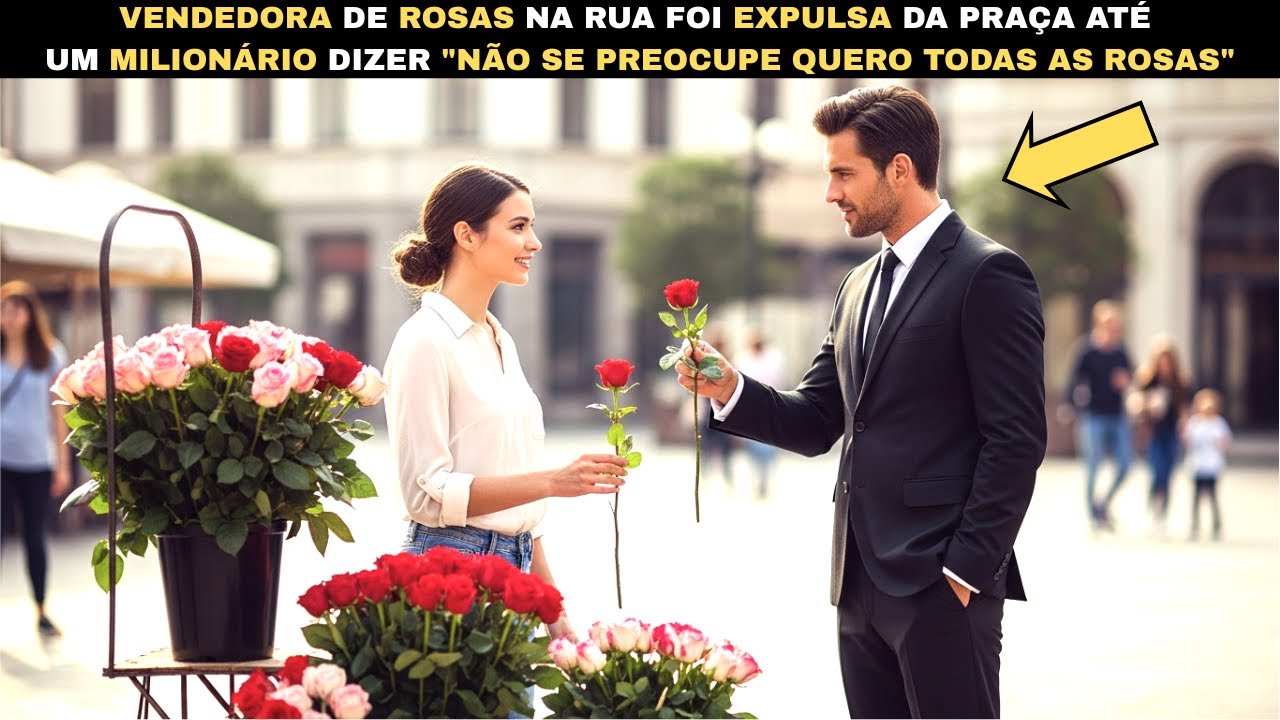 VENDEDORA DE RUA FOI EXPULSA DA PRAÇA ATÉ UM MILIONÁRIO DIZER "NÃO SE PREOCUPE QUERO TODAS AS ROSAS"