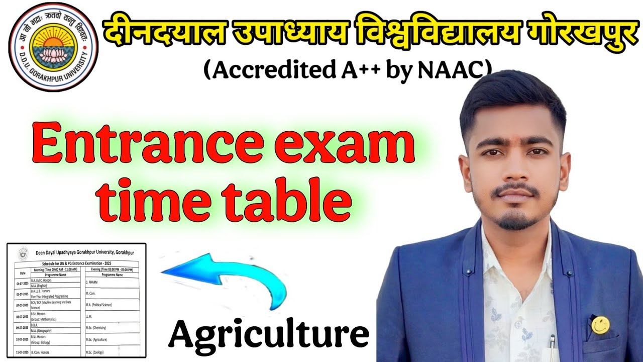 DDU University entrance exam time table, time table ddu university entrance exam, entrance exam ddu
