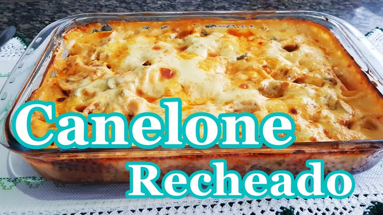 Canelone de Presunto, Queijo e Requeijão com dois molhos (Branco e Vermelho)