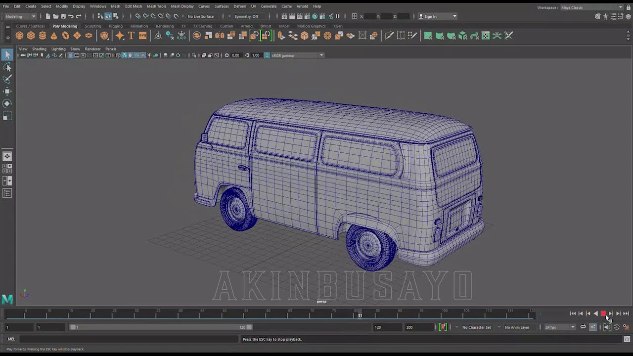 Maya - modeling the volkswagen kombi bus(time lapse)  #maya #rendering #animation #modeling #3D