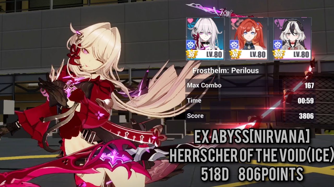 HI3 SEA Exalted Abyss[Nirvana] HoV(Ice) 806Pts. Disturbance:518 Thelema(SS0+2)/Sena(SS0)/Coralie