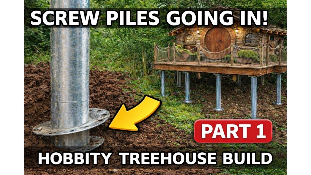Building a Hobbit TreeHouse (PART 1) Screw Pile Foundations