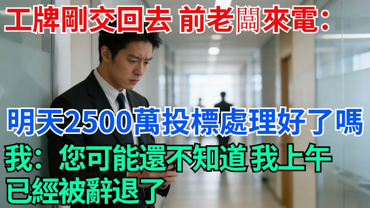 工牌剛交回去，前老闆來電：明天那個2500萬的投標，你處理好了嗎？我：您可能還不知道，我上午已經被辭退了【奇趣天下】#奇聞#社會#完結爽文#職場#職場文化#生活見聞#好奇零零漆#談笑娛生#叉雞