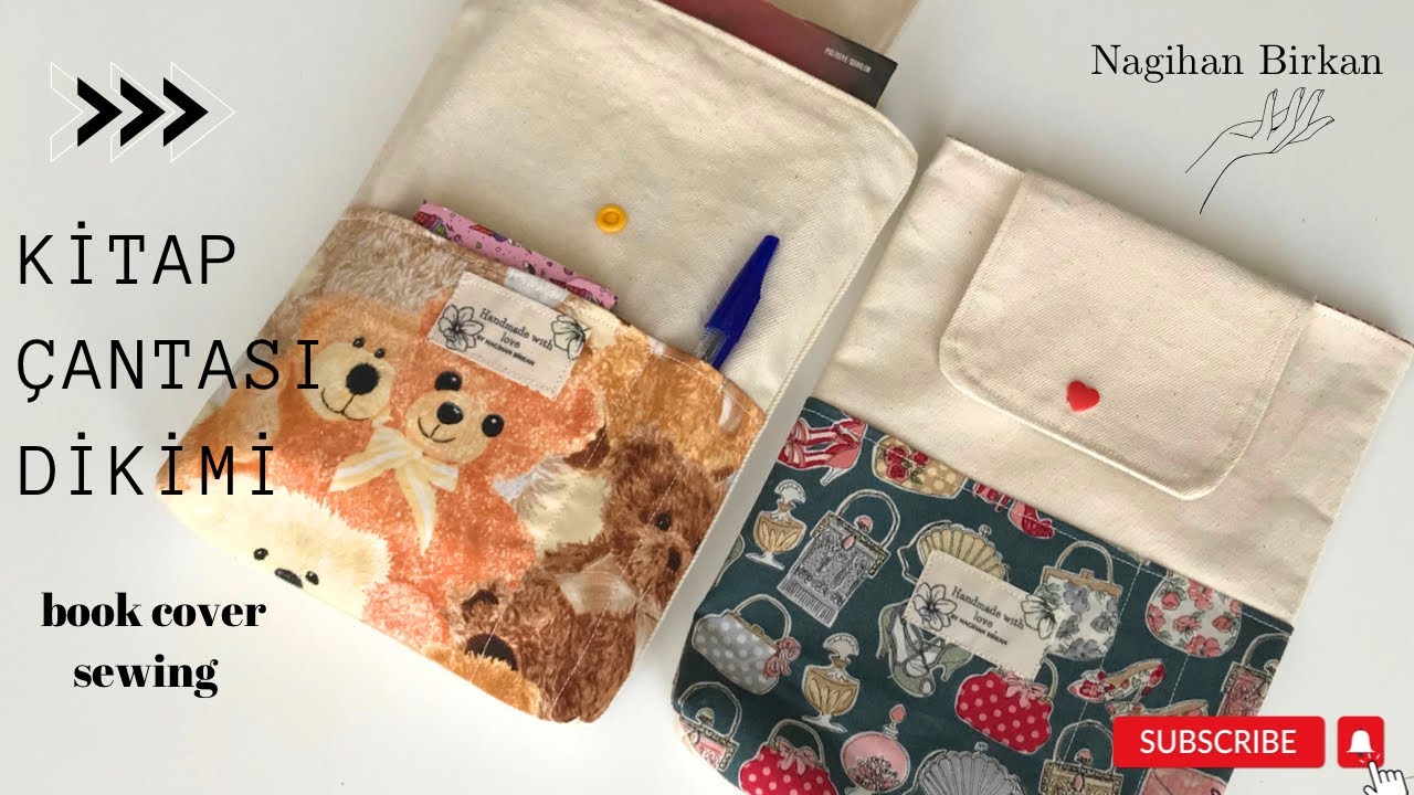 Astarlı kitap çantası dikimi/ book cover sewing/ kitap kılıfı