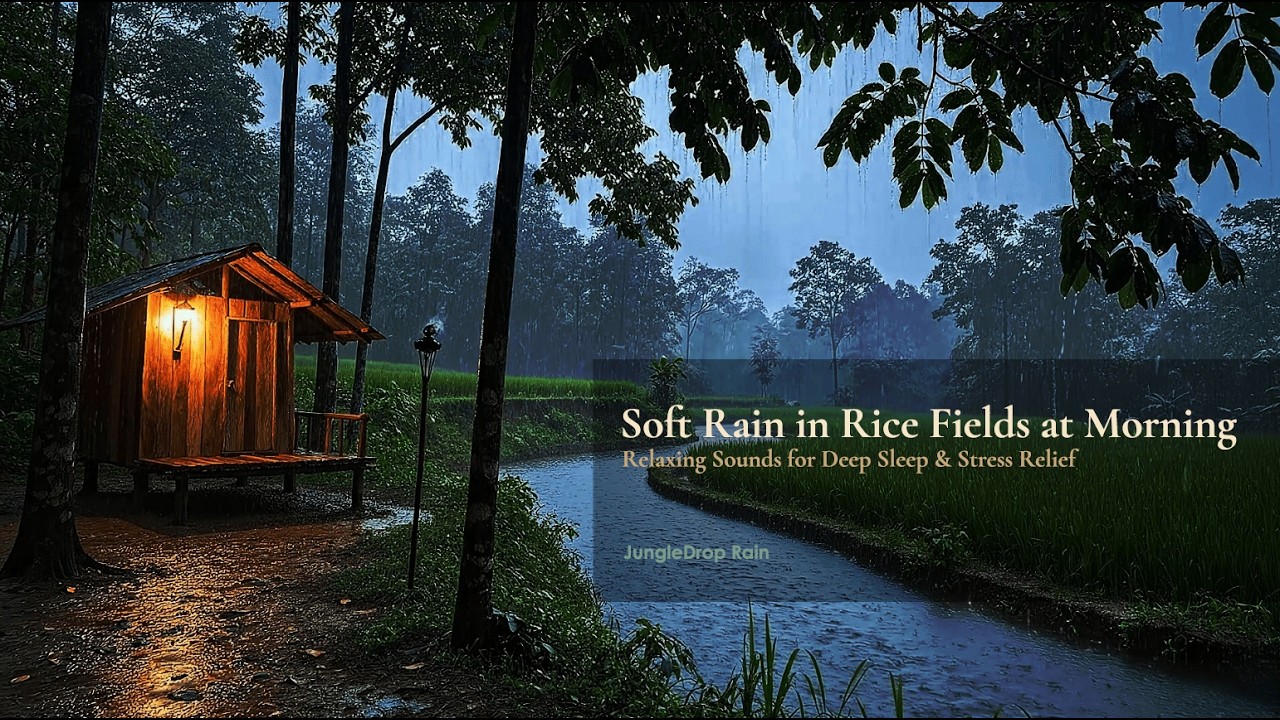 4 Hours ASMR Rain in Rice Fields 🌧️ Relaxing Rain Sounds for Sleep & Stress Relief