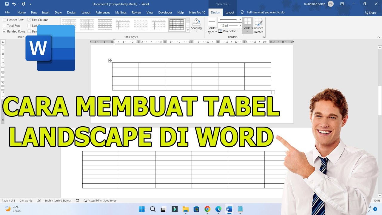 Cara Membuat Tabel Landscape di Microsoft Word