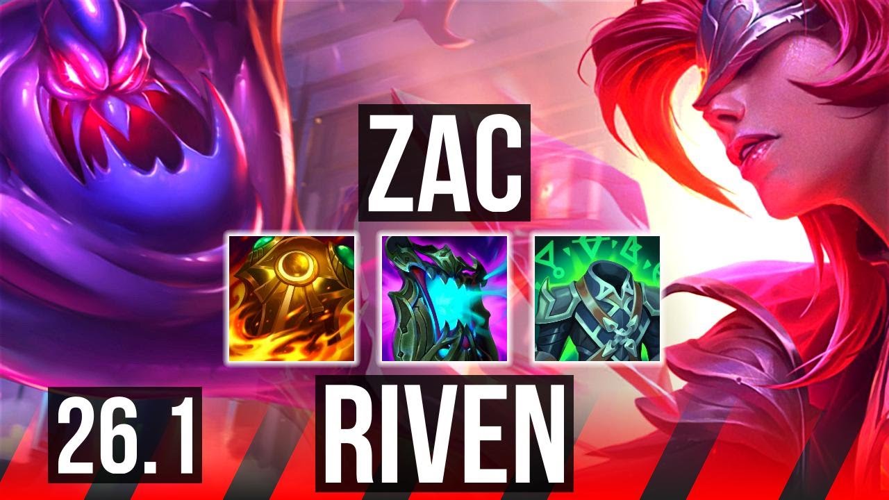 ZAC vs RIVEN (TOP) | Good KDA: 12/1/7 | NA Grandmaster | 26.1