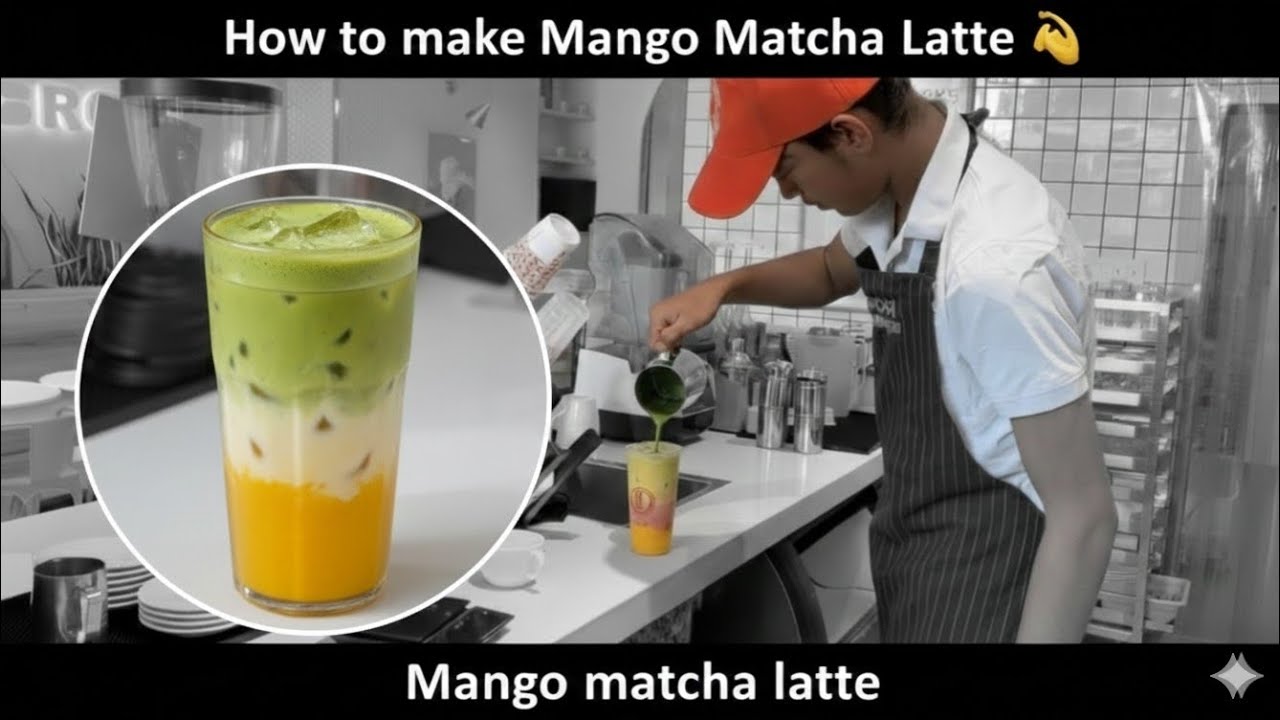 How to make Mango matcha latte||